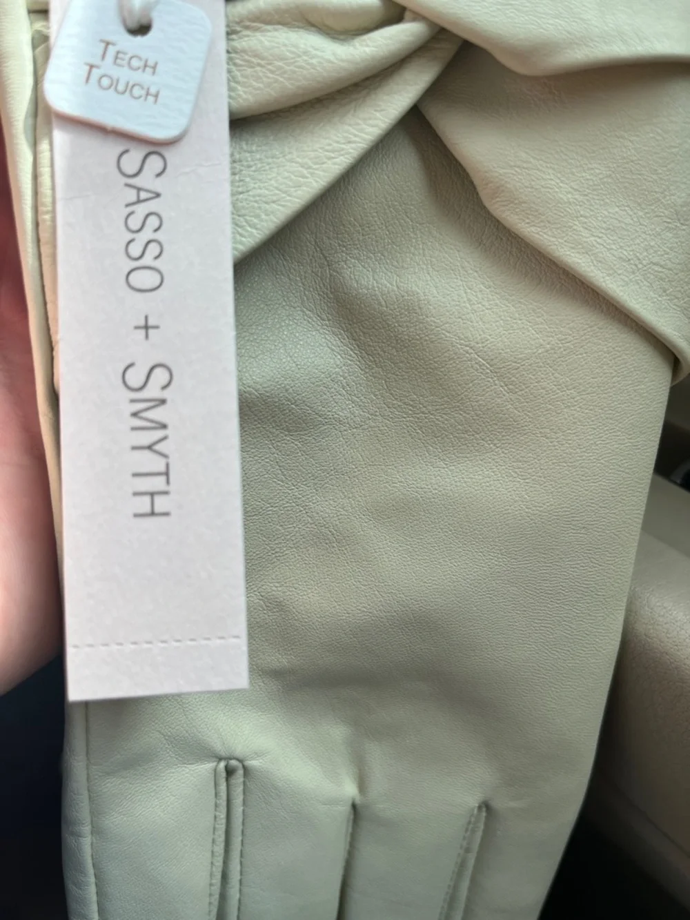 SASSO + SMYTH Twist Detail Leather Traditional 5 Finger Gloves Classic Cream XL